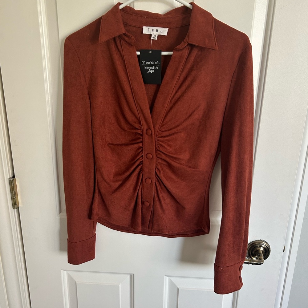 Zara Women's Terracotta Ruched Blouse